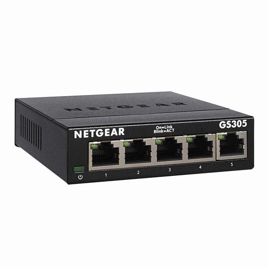  历史最低价！NETGEAR 美国网件 GS305 5口全千兆交换机3.4折 19.99加元！