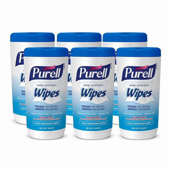  PURELL 便携式消毒湿巾（40片x6罐） 22.58-26.82加元包邮！