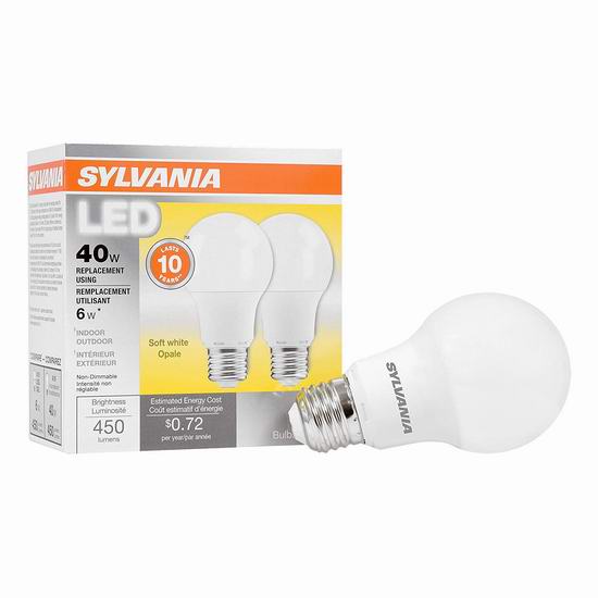  历史最低价！SYLVANIA ULTRA 40瓦等效 LED节能灯2件套 2.99加元！