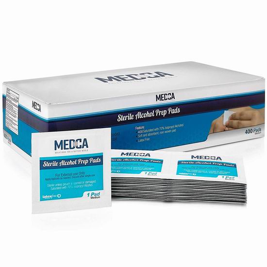  MEDca 70%酒精 无菌消毒棉片（400片） 20.99加元