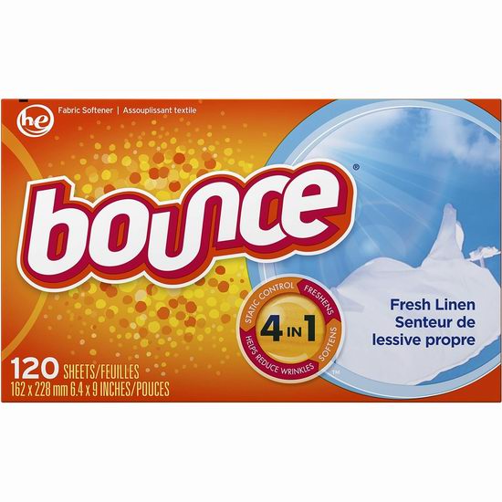  Bounce 抗过敏防静电清香烘干纸（120张）6.3折 5.67加元！