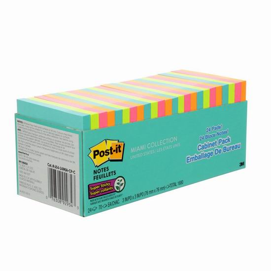 金盒头条：历史新低！Post-it 自粘式便利贴（24 x 70张）超值装5.4折 21.84加元！