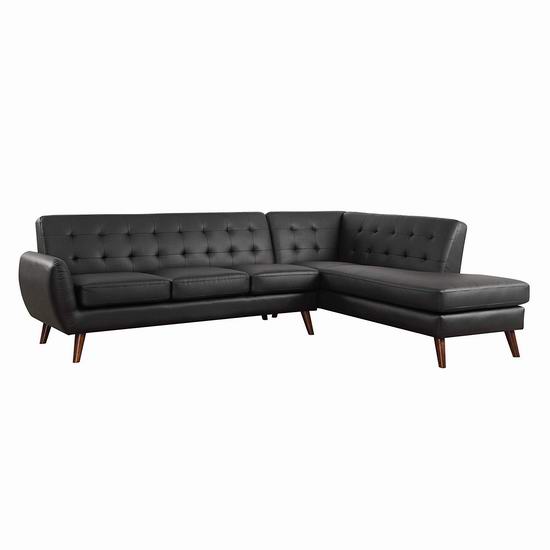  白菜价！历史新低！N-Voss 中世纪复古 黑色PU皮 时尚组合沙发3折 493.89加元包邮！