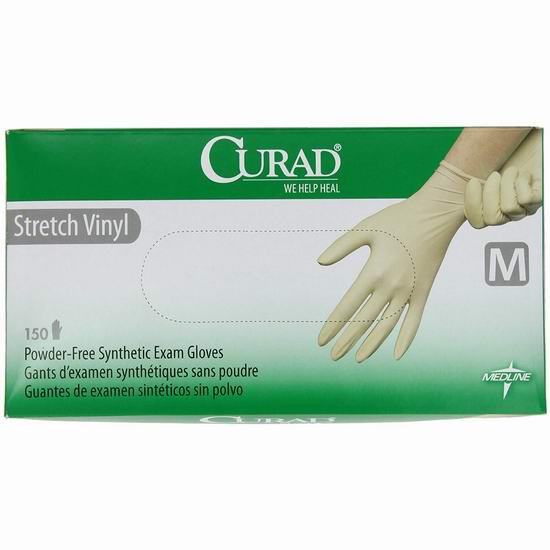 历史新低！Curad Stretch Vinyl 一次性 乙烯基弹力 防护手套（150件）9.7-11.52加元！