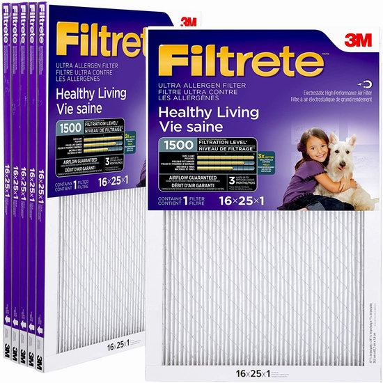  3M Filtrete MPR 1500 防过敏家庭空调暖气炉过滤网（6个装） 89.6加元包邮！3倍微尘过滤效率！会员专享！