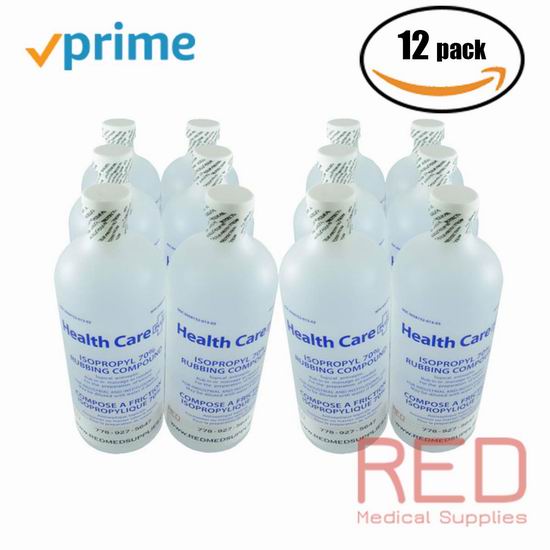  RED Medical Supplies 70%医用消毒酒精500ml x 12瓶装 79.95加元包邮！