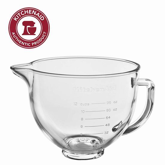  白菜价！历史新低！KitchenAid KSM5GB 5夸脱 厨师机专用 玻璃搅拌碗3.9折 39加元清仓并包邮！