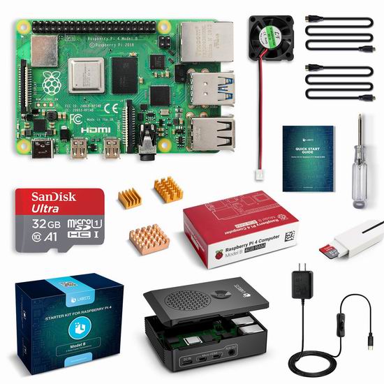  LABISTS Raspberry Pi 4 树莓派4 + 主机板+Micro SD卡+电源 入门套件 114.74加元限量特卖并包邮！