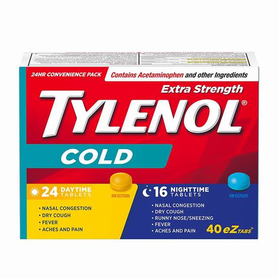  Tylenol 泰诺 强效退烧止咳止痛流感药（24+16片）6.6折 10加元！