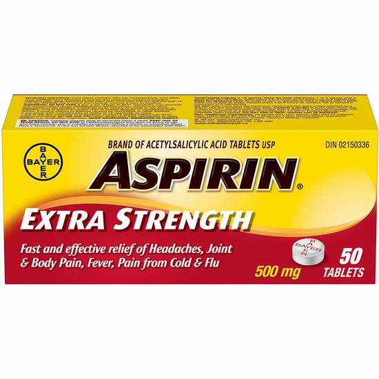  Bayer 德国拜耳 Aspirin 强效退烧镇痛 阿司匹林片4.99加元起