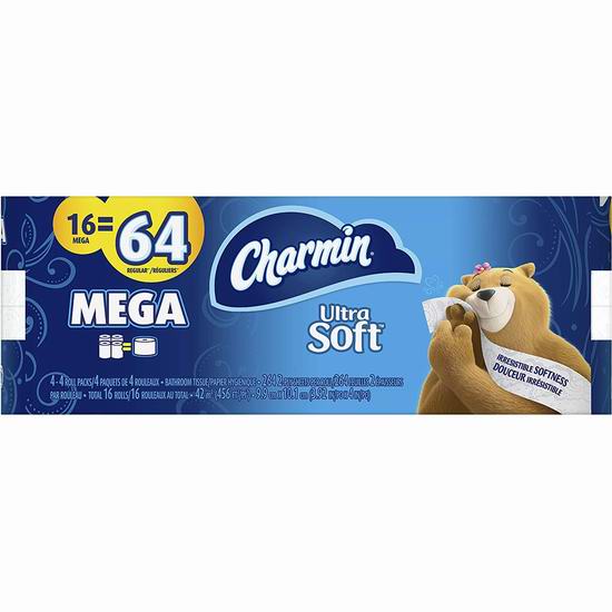  Charmin Ultra Soft 超软双层卫生纸16卷装 25.19加元！