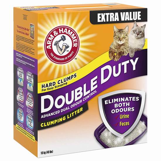  ARM & HAMMER Double Duty 除臭猫砂18公斤装 14.43加元包邮！Prime会员12.15加元！
