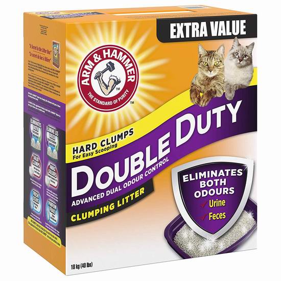  ARM & HAMMER Double Duty 除臭猫砂18公斤装 14.43加元包邮！Prime会员12.15加元！