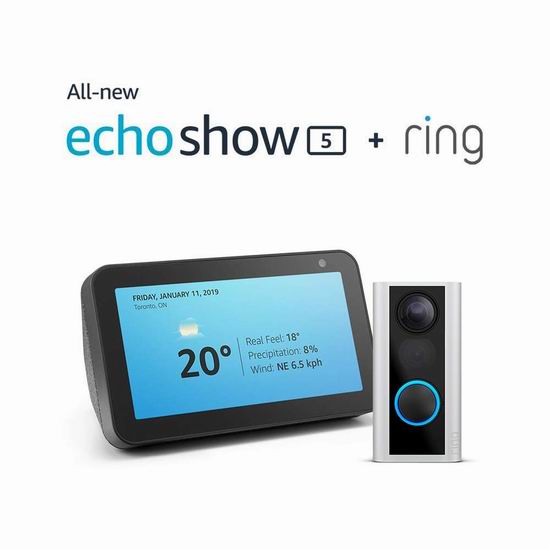  手慢无！历史新低！Ring Door View 智能可视门铃 129.99加元包邮！送价值99.99加元Echo Show 5智能显示屏！