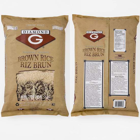  Diamond G Brown Rice 精选糙米（15磅）19.99加元！非转基因、无麸质！