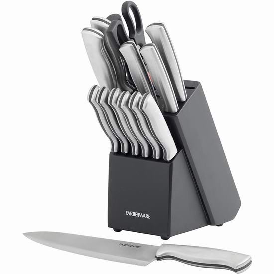  近史低价！Farberware Stamped 不锈钢厨房刀具15件套4.6折 40.89加元包邮！