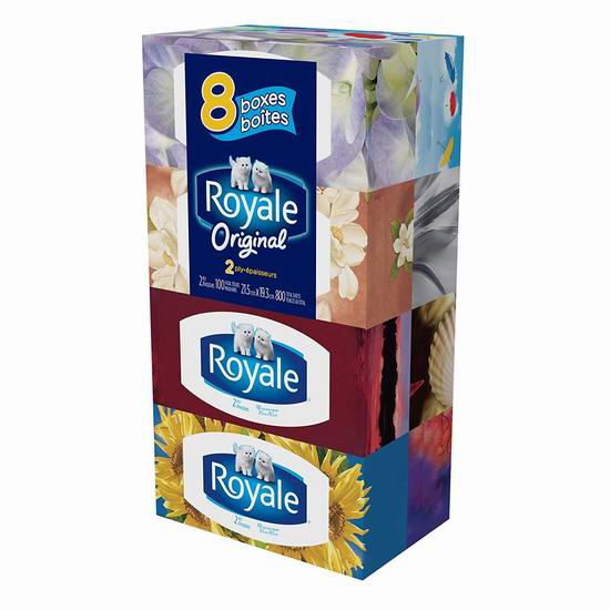  Royale Original 柔滑面巾纸/抽纸 100抽x8盒 7.99加元！