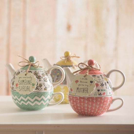  历史新低！Pavilion Gift 74068 Bloom 母亲节好礼 精致陶瓷茶壶+茶杯套装 25.78加元！