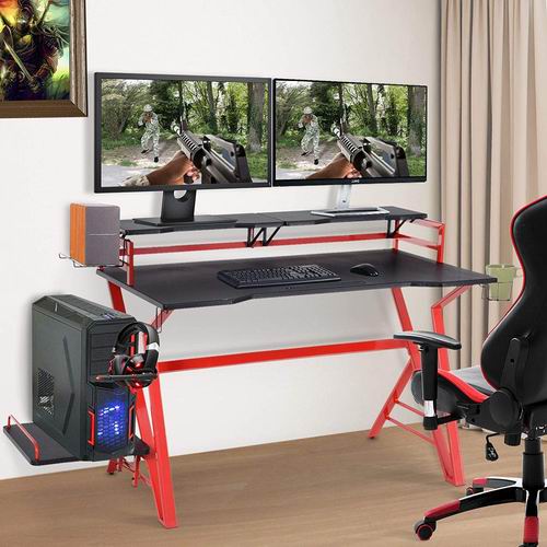  HomCom 66英寸游戏电脑桌 带2个显示器支架 3.9折 269.99加元，原价 699.99加元，包邮