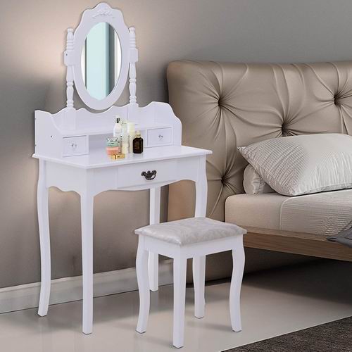 HOMCOM Vanity 带镜子梳妆台+凳 5.1折 189.99加元，原价 369.99加元，包邮