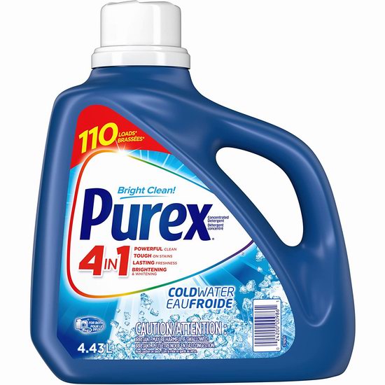  Purex Coldwater 浓缩洗衣液（4.43升110缸）5.6折 9.3加元！