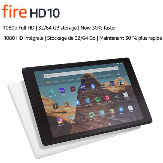  历史最低价！Fire HD 10 10.1英寸全高清平板电脑 124.99加元包邮！