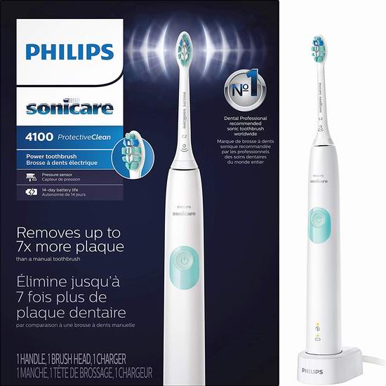  Philips 飞利浦 Sonicare ProtectiveClean 4100 声波震动电动牙刷 49.95加元包邮！