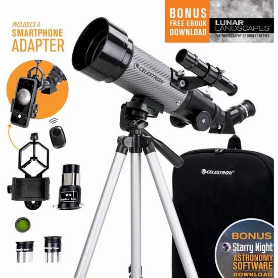  历史新低！Celestron 星特朗 Travel Scope 70 DX 旅行者 天文望远镜4.4折 88.67加元包邮！支持手机观察、拍摄！