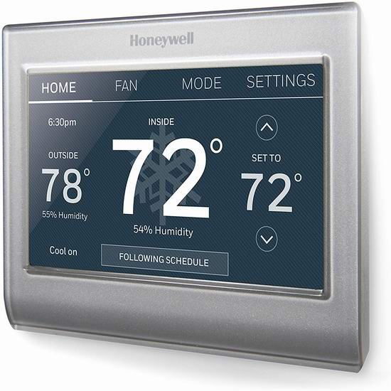  Honeywell RTH9585WF1004/W Wi-Fi 彩色触摸屏 家用智能温控器6.4折 159.1加元包邮！