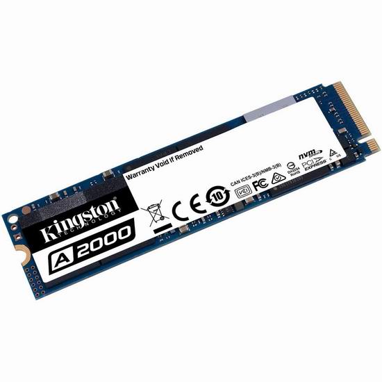  历史新低！Kingston 金士顿 A2000 M.2 2280 NVMe PCIe 1TB 固态硬盘6.2折 99.99加元包邮！