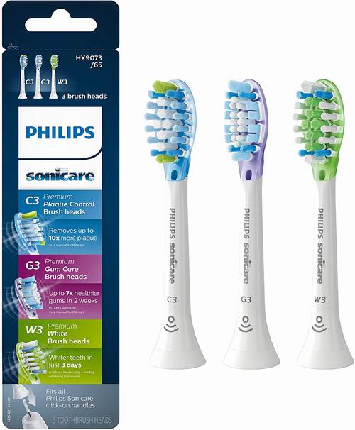  Philips Sonicare替换电动牙刷头 3件套 37.99加元，原价 50.3加元，包邮