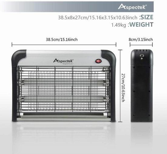 历史新低！Aspectek 2800伏 升级版 室内电子灭蚊蝇/杀蟑螂/杀虫器 48.99加元包邮！