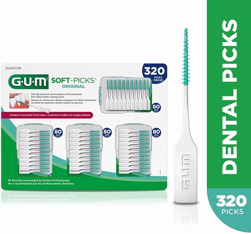  GUM Soft-Picks 带收纳盒齿尖刷/牙缝刷 320根 5.4折 10.76加元，原价 19.99加元