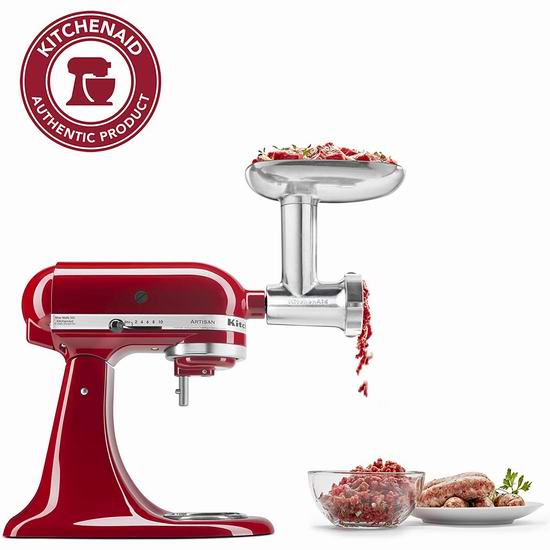  KitchenAid KSMMGA 厨师机专用 全金属 绞肉/香肠灌肠通用配件7.2折 129.99加元包邮！居家搅磨利器！
