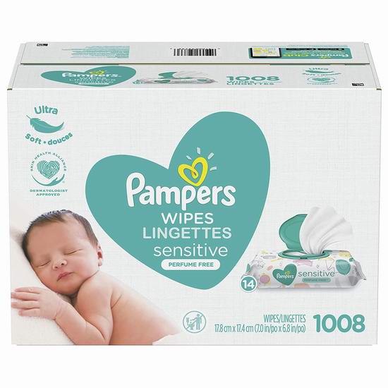  Pampers 帮宝适 敏感 婴幼儿湿巾纸（14包，共1008抽） 20.88加元包邮！