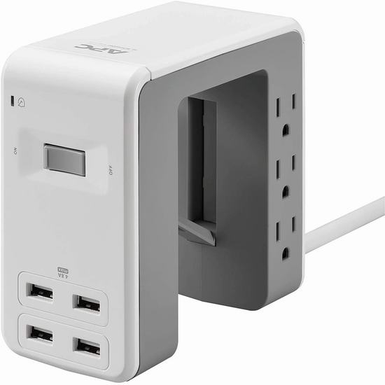  历史新低！APC PE6U4W 6插座 + 4 USB充电 电涌保护 6英尺 U型插线板4.8折 28.99加元！