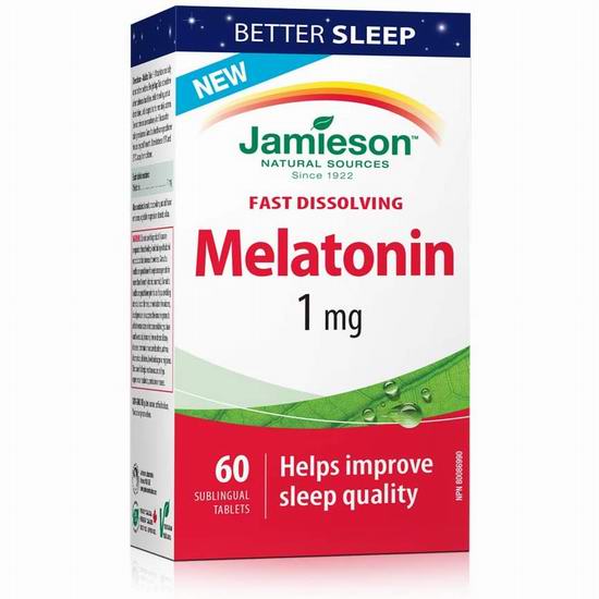  Jamieson 健美生 Melatonin 1 Mg 速溶褪黑素片（60粒）4.9折 3.18加元！