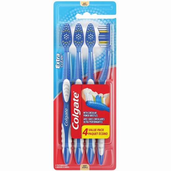  Colgate 高露洁 Extra Clean牙刷4支装5.3折 3.19加元！