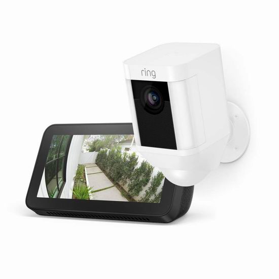  Ring Spotlight Cam 双向语音/警笛 家庭安防摄像头6.8折 239.99加元包邮！送价值99.99加元Echo Show 5智能显示屏！2色可选！
