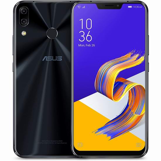  历史新低！Asus 华硕 ZenFone 5Z ZS620KL-S845-6G64G 6.2英寸 双卡双待 解锁版智能手机（6GB/64GB）5.4折 432.76加元包邮！