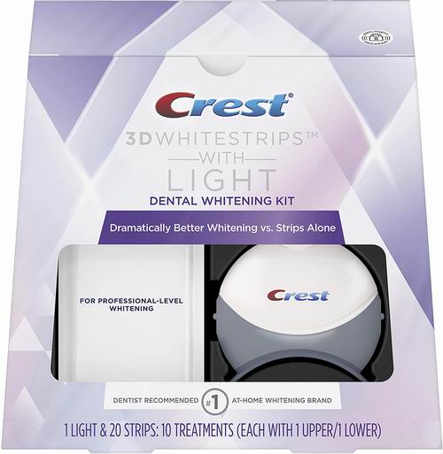  Crest Whitestrips 3D 美白牙贴10张 +美白蓝光仪套装  74.99加元（原价 93.12加元）