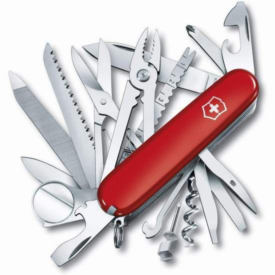  Victorinox Swiss Army 瑞士维氏 Swiss Champ 经典33功能 红色口袋刀 75加元包邮！