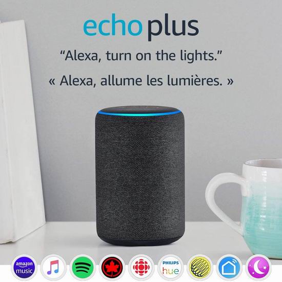  历史新低！第二代 Echo Plus 家居控制 智能音箱4折 79.99加元包邮！3色可选！会员专享！