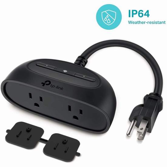  史低价！Kasa Smart KP400 双口 室内外防水 智能插线板 14.86加元（原价 24.99加元）！灯饰控制必备，支持手机遥控！
