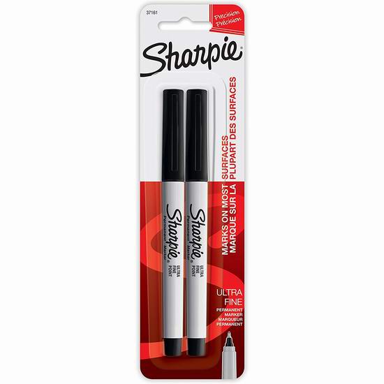  白菜价！Sharpie 超细笔尖 永久记号马克笔2件套3.7折 1.23加元！