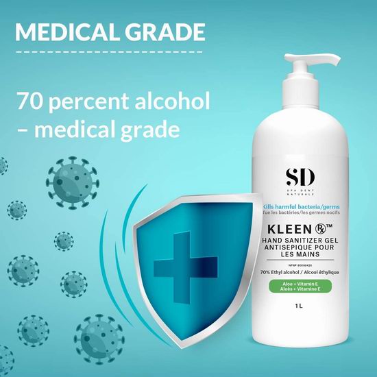  Spa-Dent Kleen RX 医疗级 70%酒精 免洗 芦荟洗手液（1升）23.17加元！