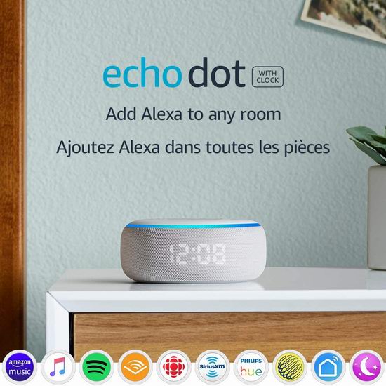  历史最低价！Echo Dot 亚马逊第三代智能家居语音机器人 LED闹钟版 29.99加元包邮！