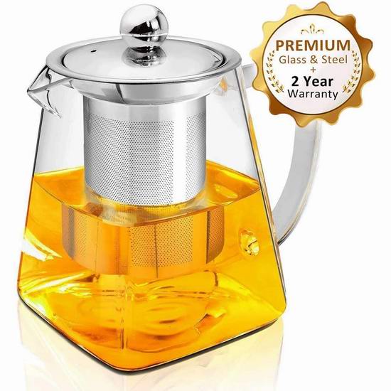  ALEECYN 透明玻璃茶壶（350-950ml）15.99-23.99加元！