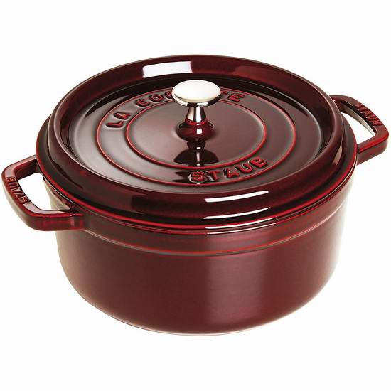  法国国宝 Staub 4夸脱 圆形珐琅铸铁锅3.5折 149.99加元包邮！