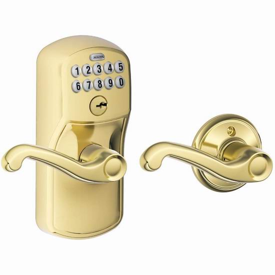  历史新低！Schlage 西勒奇 FE575 PLY 自动上锁 家用电子密码门锁4.3折 83.77加元包邮！